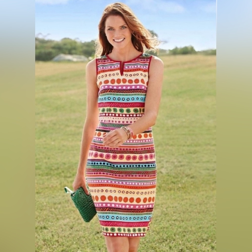 Talbots Pink Sheath Dress Sleeveless Crew Neck Casual